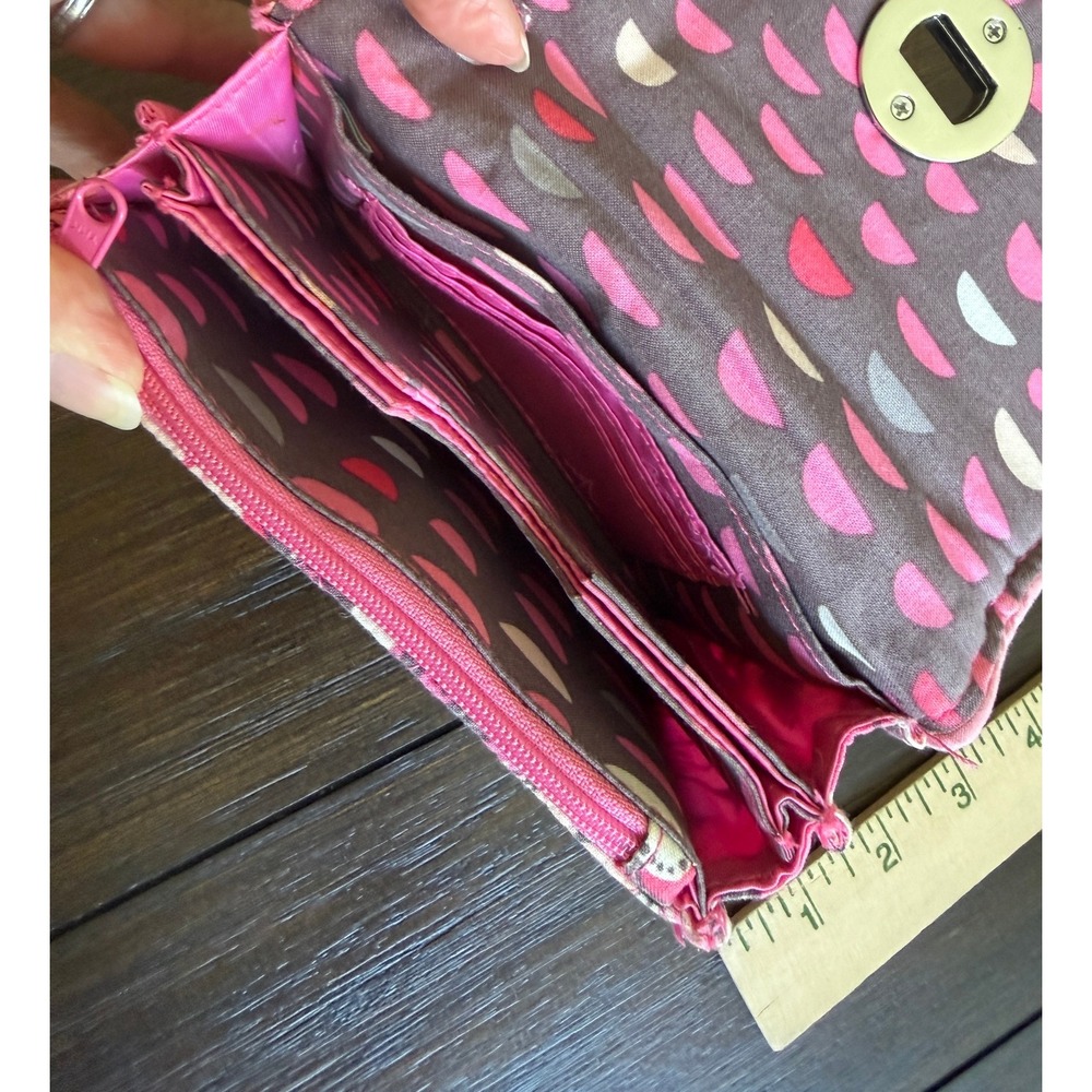 Vera Bradley All In One Wristlet Wallet Pink Floral Quilted Cotton Turn Lock - Picture 7 of 12